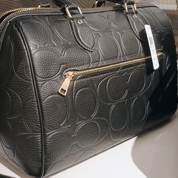 New! Coach Large Rowan Satchel In Signature Leather In Gold/Black (Only 1 Left!) - Picture 12 of 12
